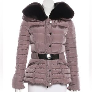 Moncler Authentic Purple Fur Down Jacket Modane Giubbotto Size 3 Large
